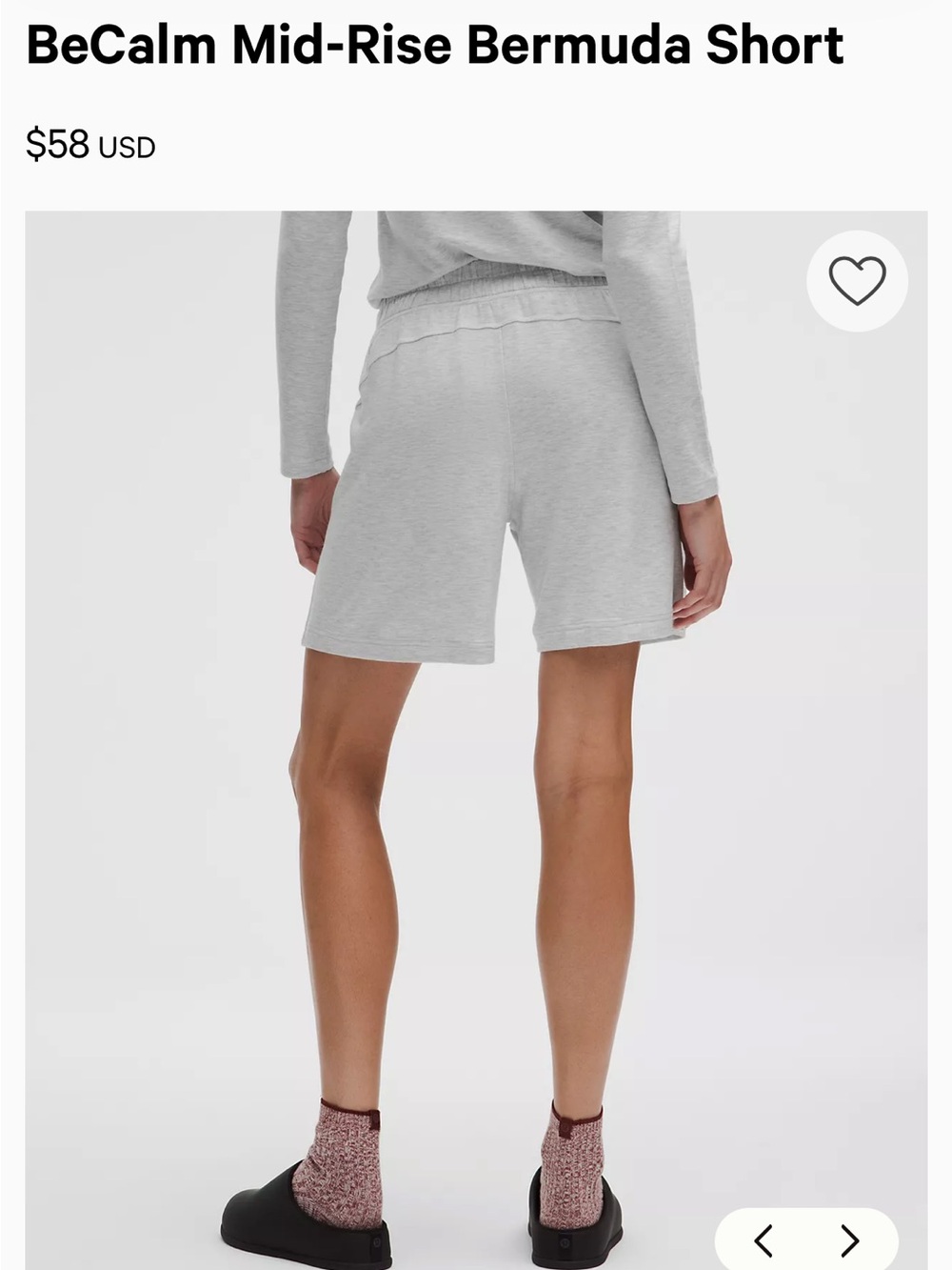 Lululemon BeCalm Midrise Bermuda’s shorts
